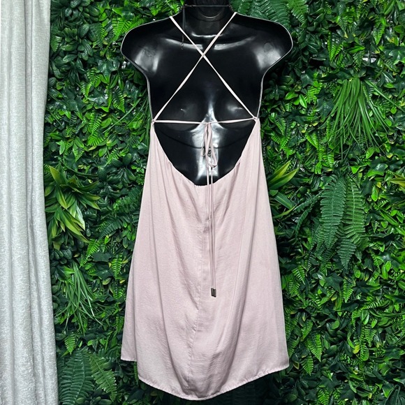 Aakkaa Dress Small Pink Slip Mini Spaghetti Straps Backless Halter Neck 3217 - Picture 8 of 9